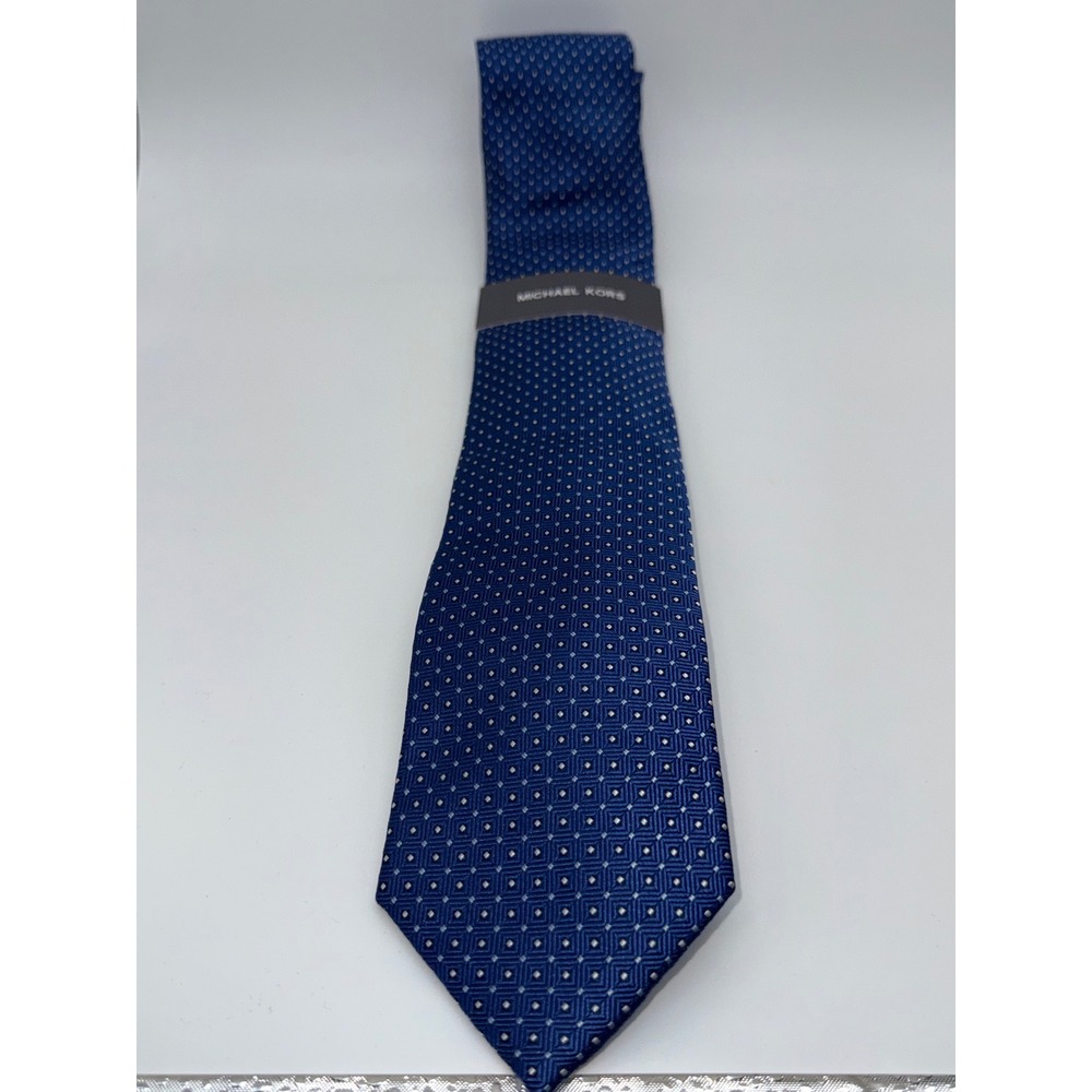 NWT Michael Kors Blue‎ Geometric Neat Silk Blend Neck Tie One Size MSRP $69.50